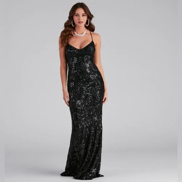 sparkle black prom dress Black Sparkly Tulle Prom Dresses Spaghetti Strap Formal Gown 21882 Black / 24W main image 0